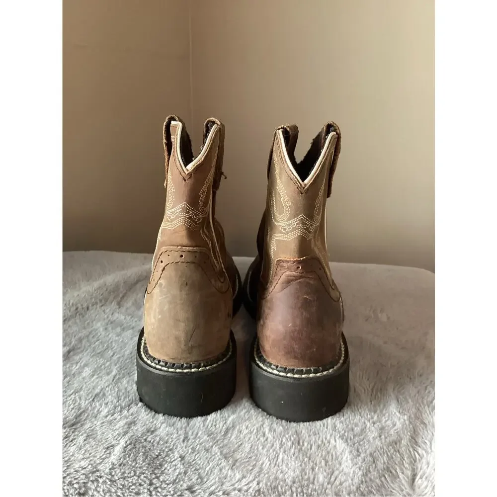 Justin kids gypsy western cowboy boots leather kids size 3‎ brown